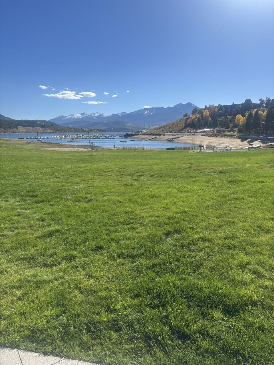 This is the exact view when sitting on the patio. On the beach of Lake Dillon!