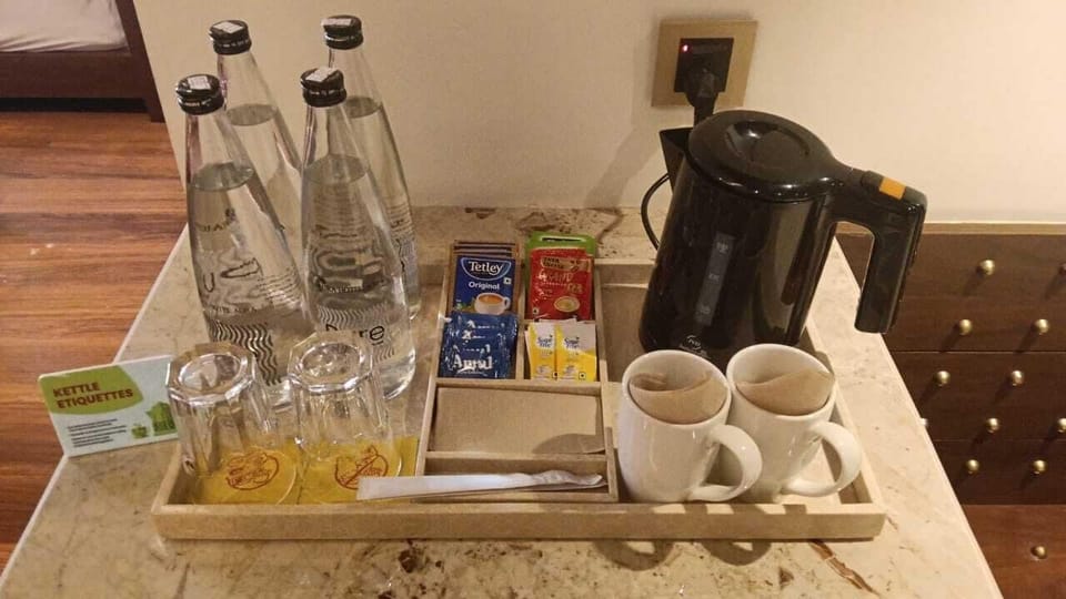 Mini-fridge, electric kettle