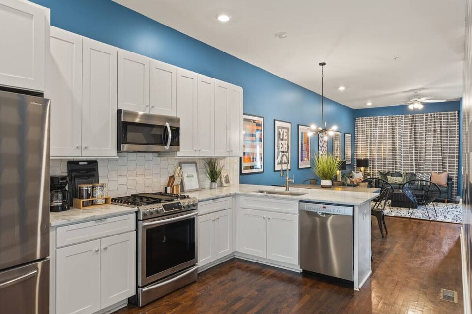 Fully equipped kitchen with high-end appliances.