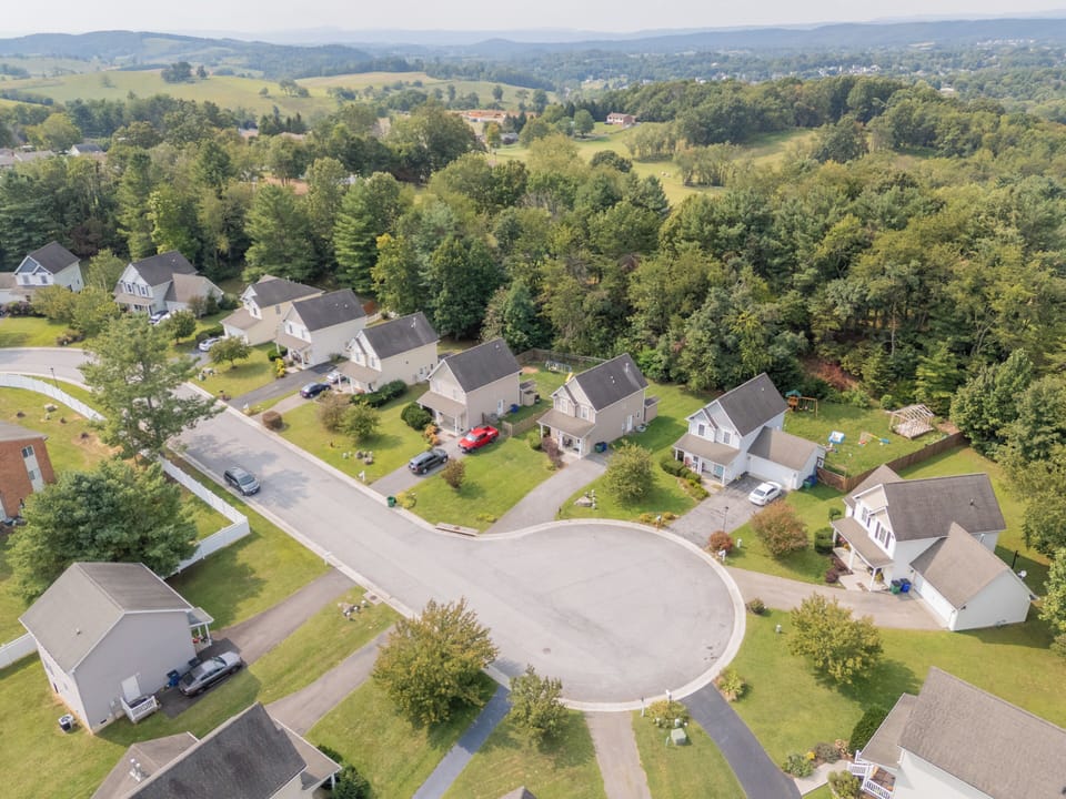 Quiet neighborhood view from above