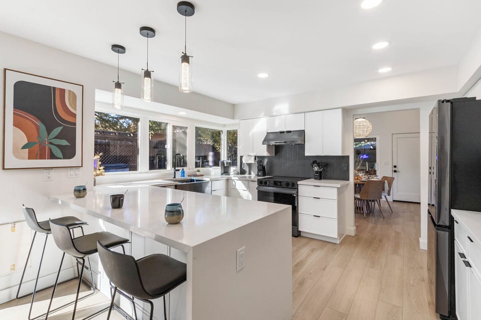 Counter seating in the kitchen for three.