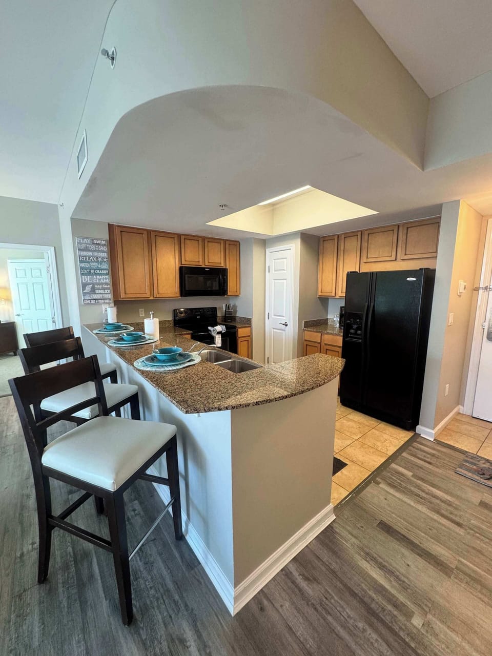 Convenient Bar seating in fully equipped kitchen 