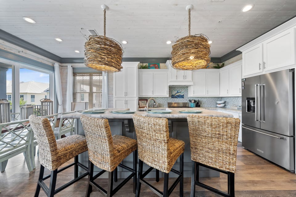 Signature House, Multiple Beds, Balcony, Pool View | Private kitchen | Fridge, microwave, oven, stovetop