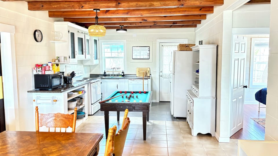 Kitchen Island converts into Bumper Pool Table! So much fun!