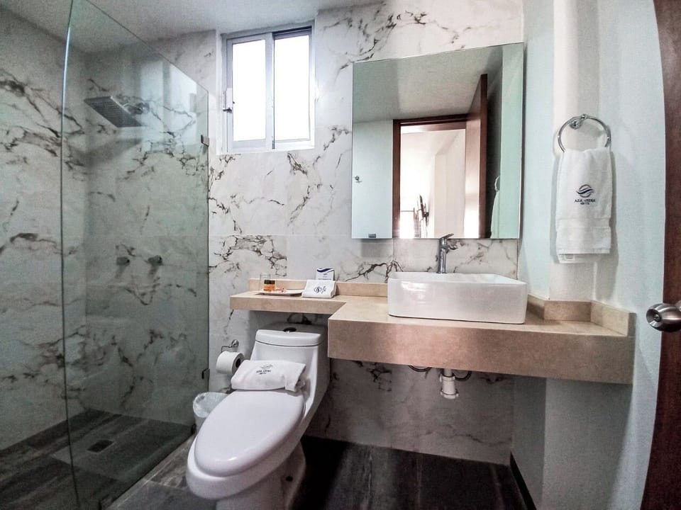 Deluxe Double Room | Bathroom | Separate tub and shower, towels, soap, shampoo