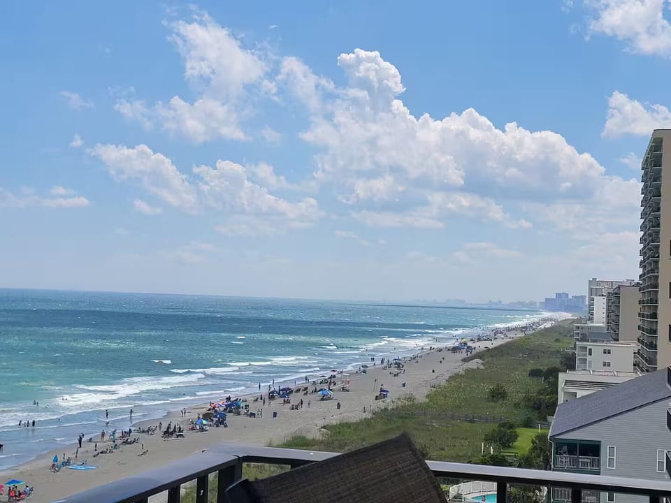 View down the beach from the balcony.