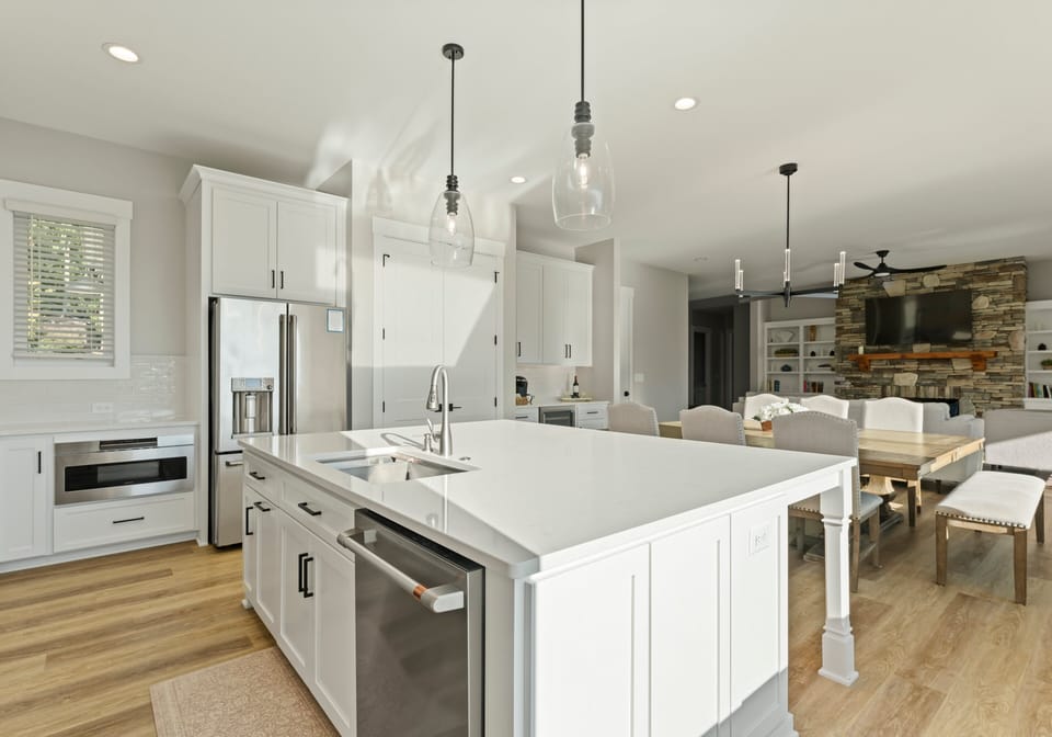 Sensational Sunsets- open concept living featuring living, dining and kitchen area.