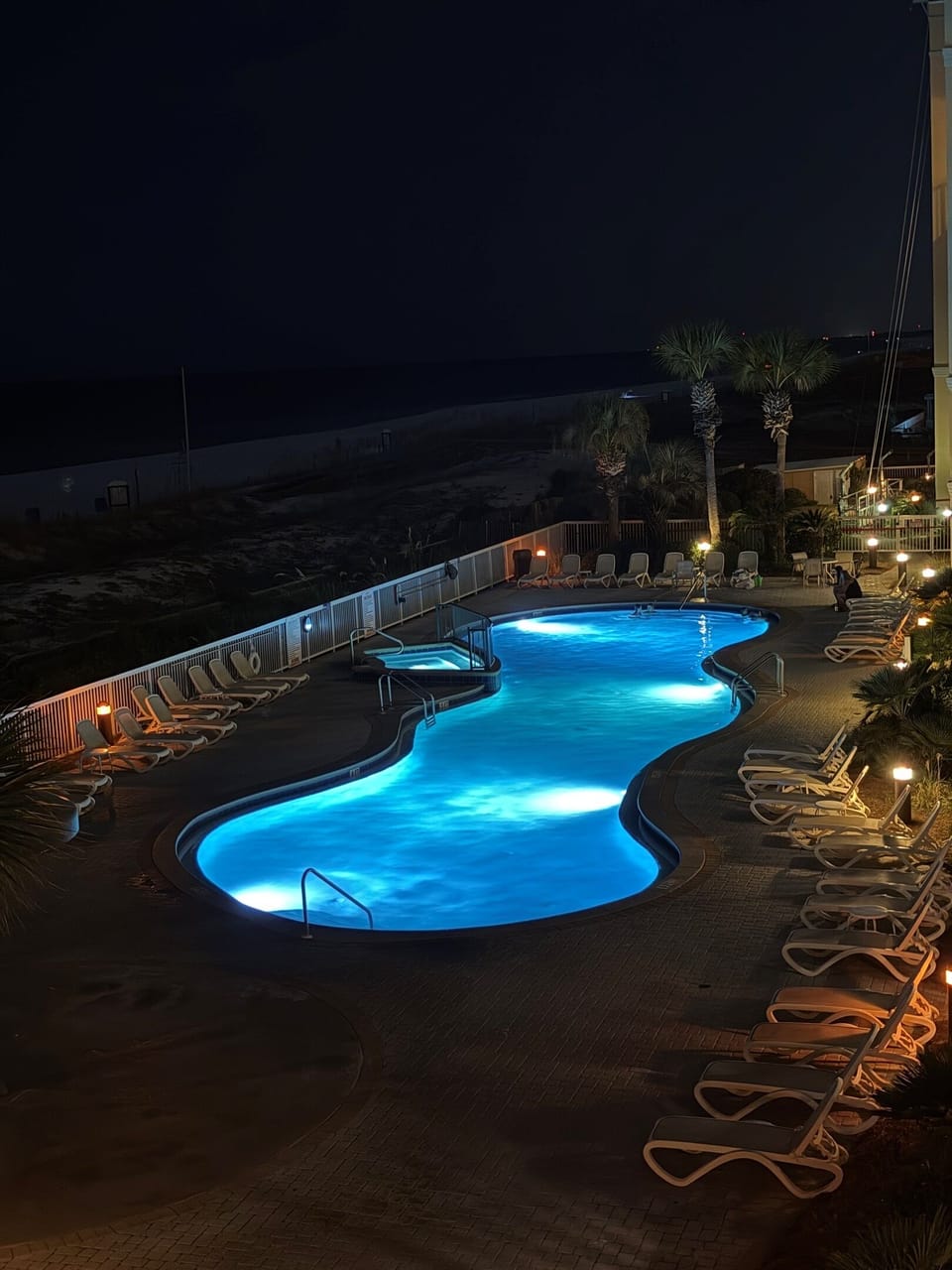 Heated pool open until late night