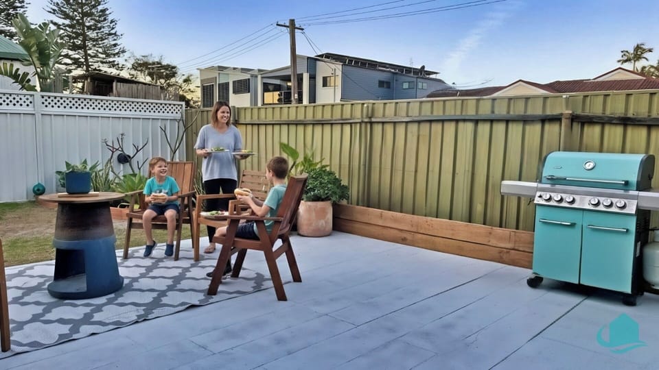 Enjoy a family BBQ in the fully enclosed backyard