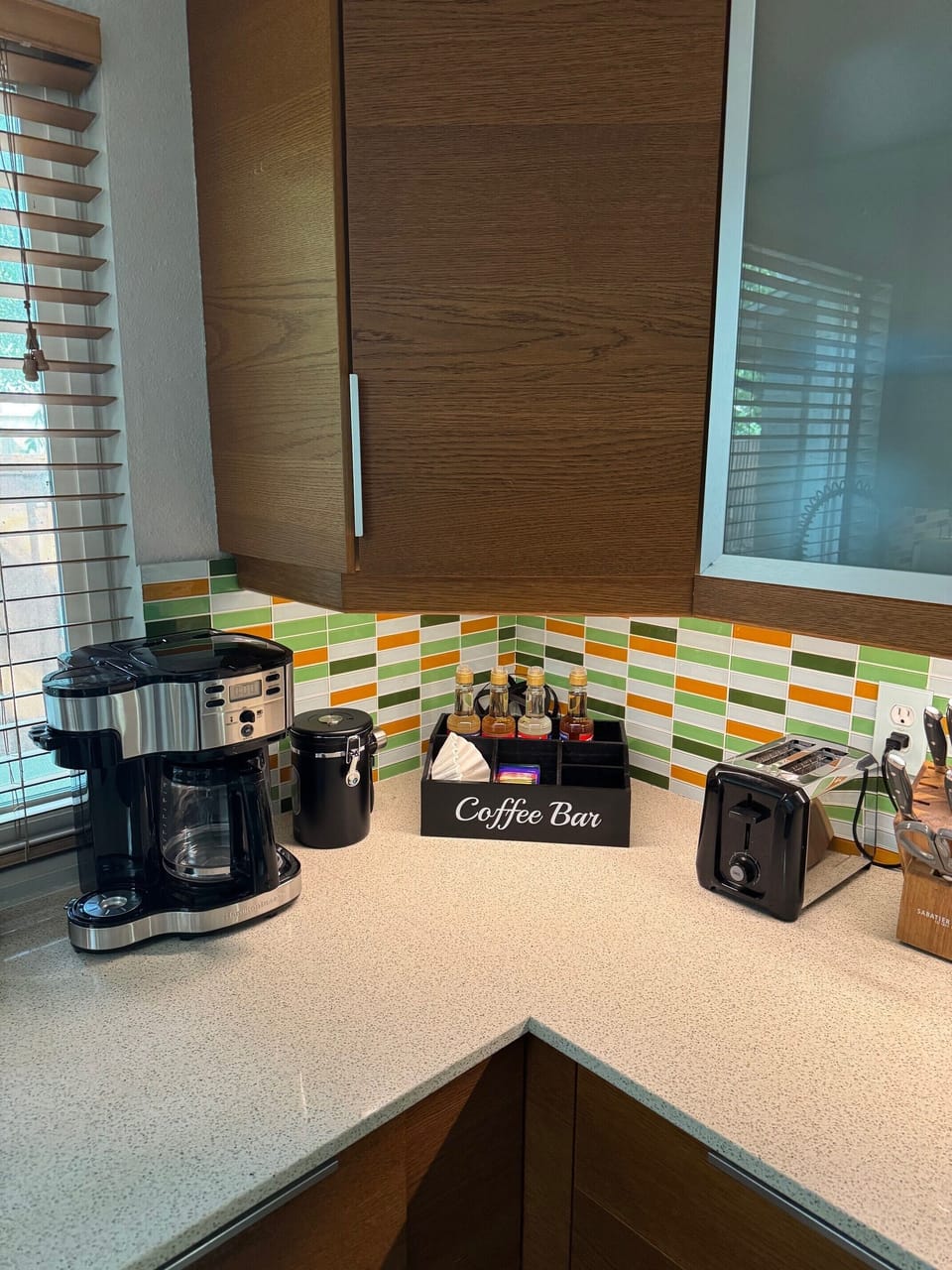 Indulge every morning with a fresh cup of coffee or tea from our coffee bar.