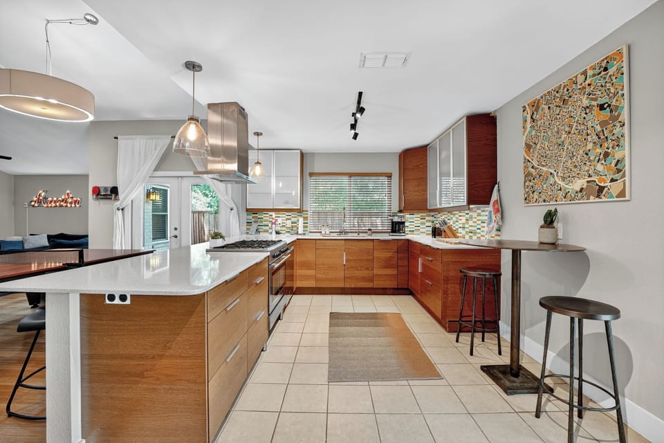 Cook like home in a fully equipped kitchen; one of the best in North Austin