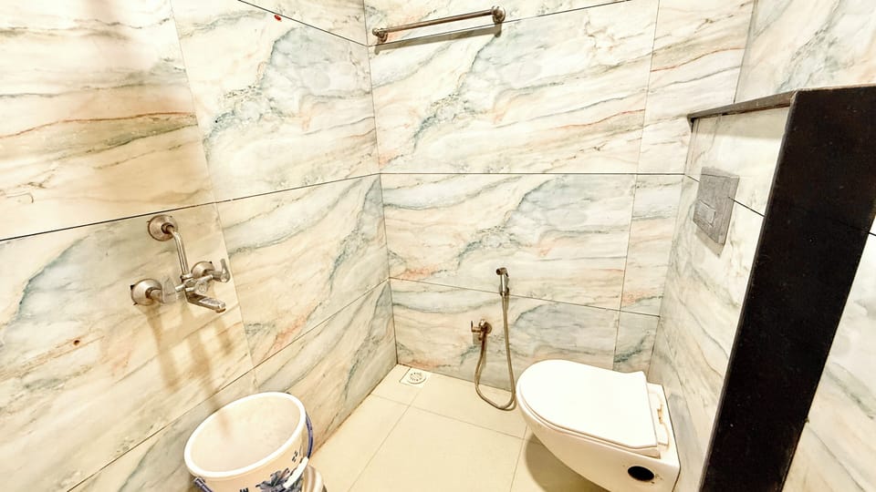 Shower, rainfall showerhead, bidet, soap