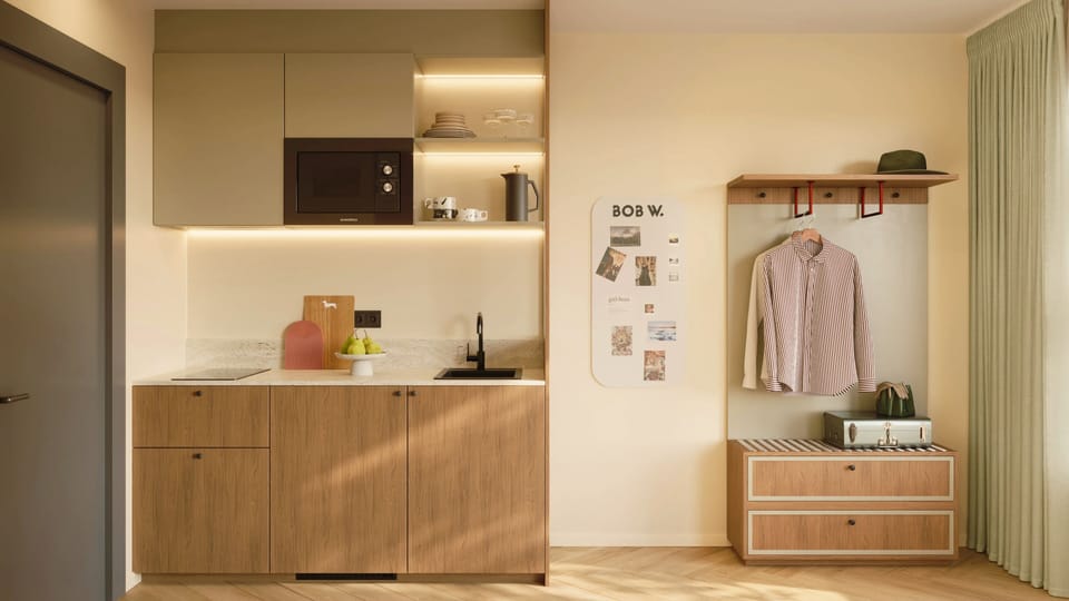 Classic Studio | Private kitchenette | Fridge, microwave, stovetop, cookware/dishes/utensils