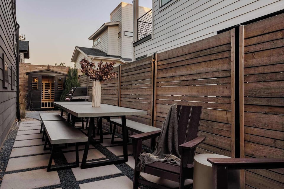 Private Outdoor Area | Hot Tub | Grill | Sauna | Outdoor Dining Table, seats up to 12 | Fully Enclosed Outdoor Space | Perfect for Gatherings