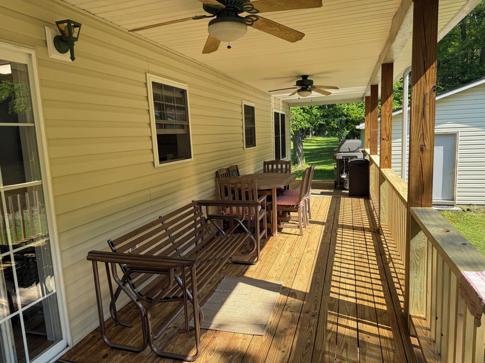 Plenty of room to spread out on the spacious covered deck.