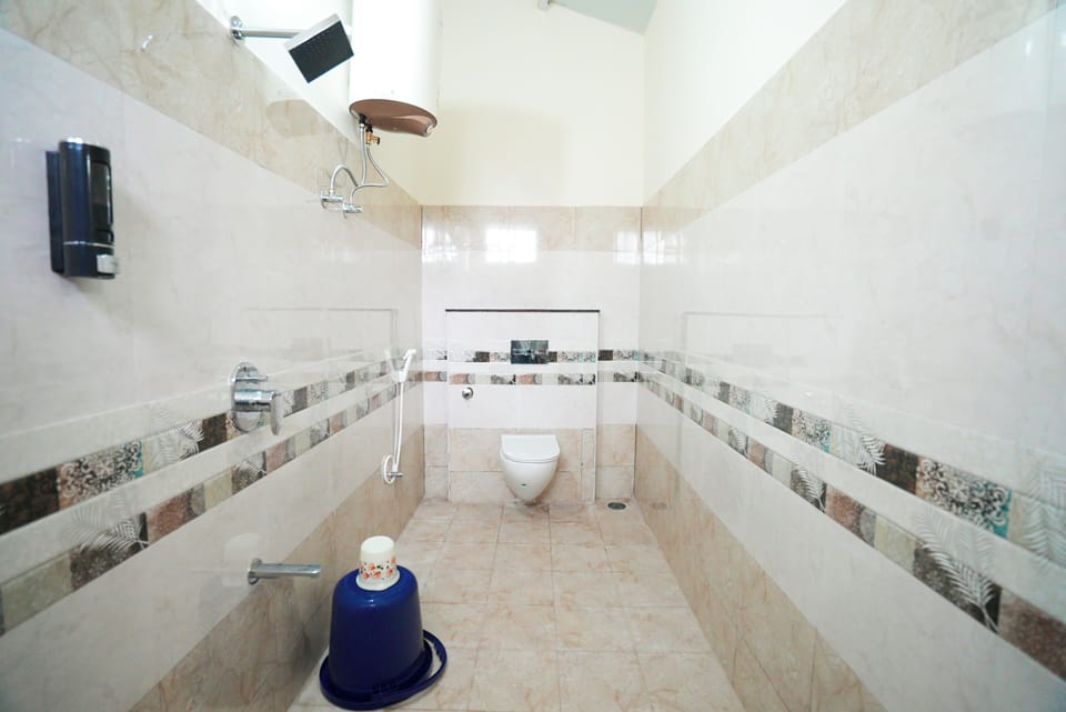 Classic Quadruple Room, Patio, Pool View | Bathroom | Shower, bidet, towels, soap