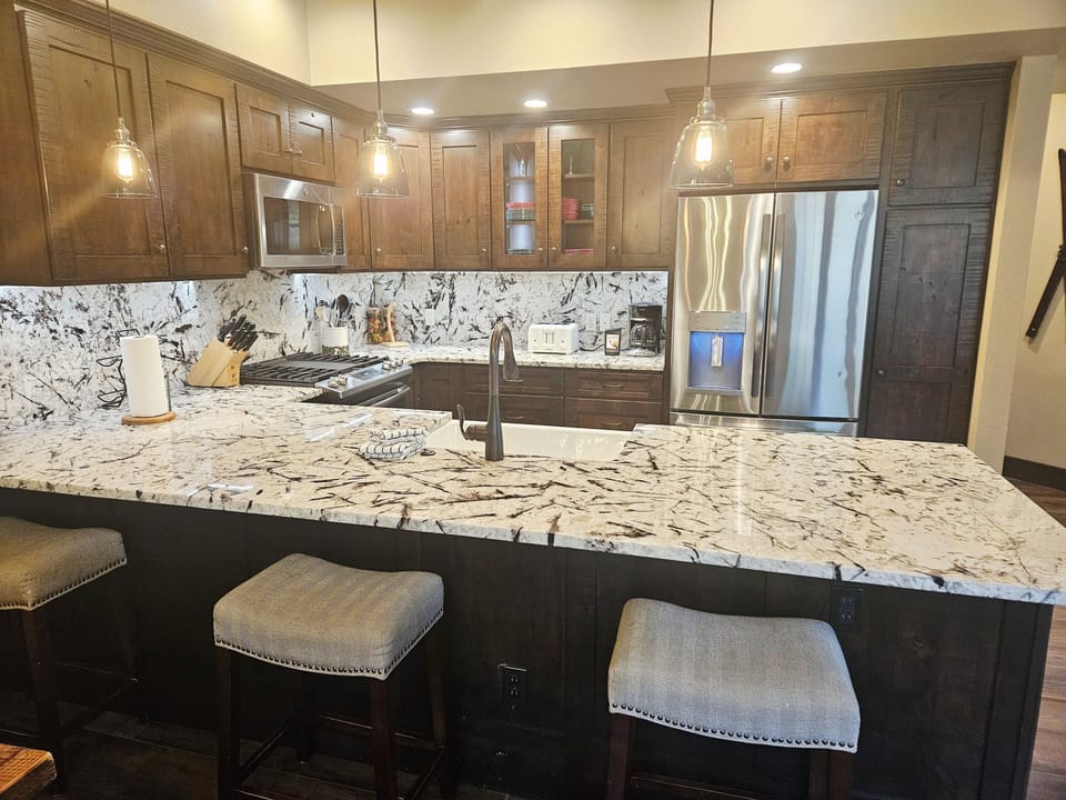 Indoors, Kitchen, Granite, Appliance, Refrigerator