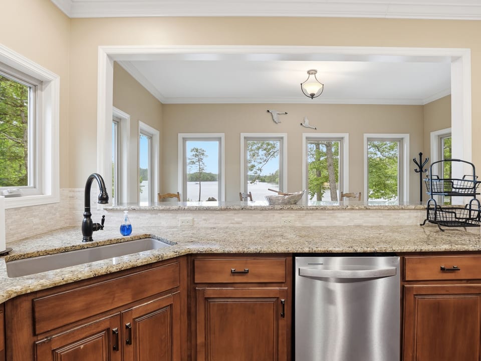 The lake views are incredible from every room in the house. 