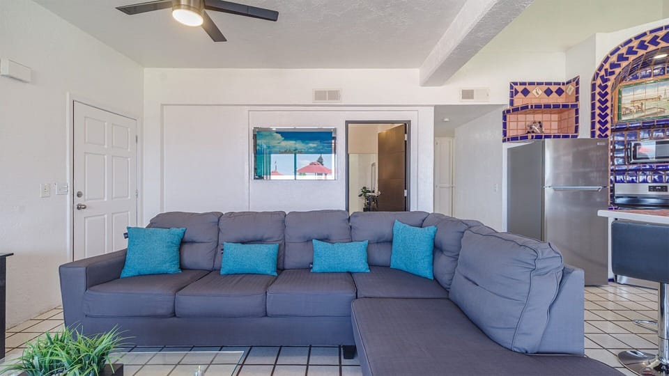 Apartment, Multiple Beds, Balcony (Las Gaviotas LG 436) | Living area | 42-inch flat-screen TV with digital channels, DVD player