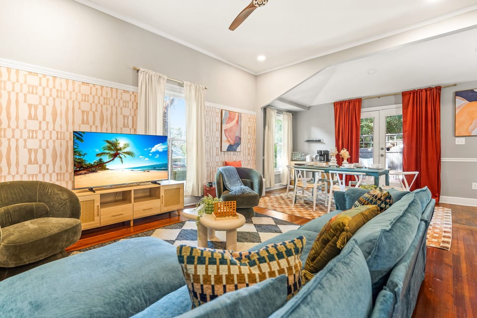Dining area and living room