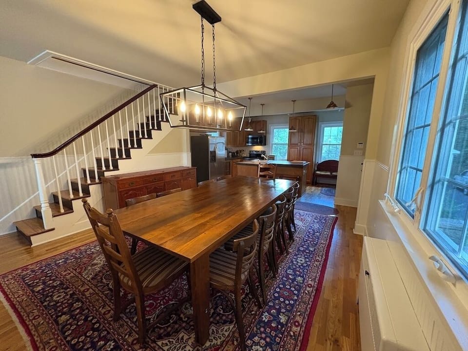 Extra large dining room table with seating for 10 - right off of the kitchen!