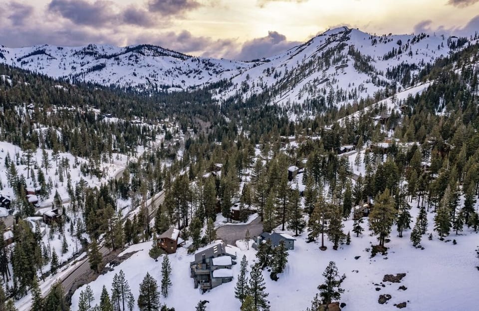 overhead view of Alpine Meadows in winter