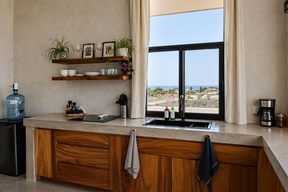 Cooking basics | Coffee maker | Complimentary coffee | Kitchen essentials | Mini fridge | Stovetop | Air fryer | Wine glasses