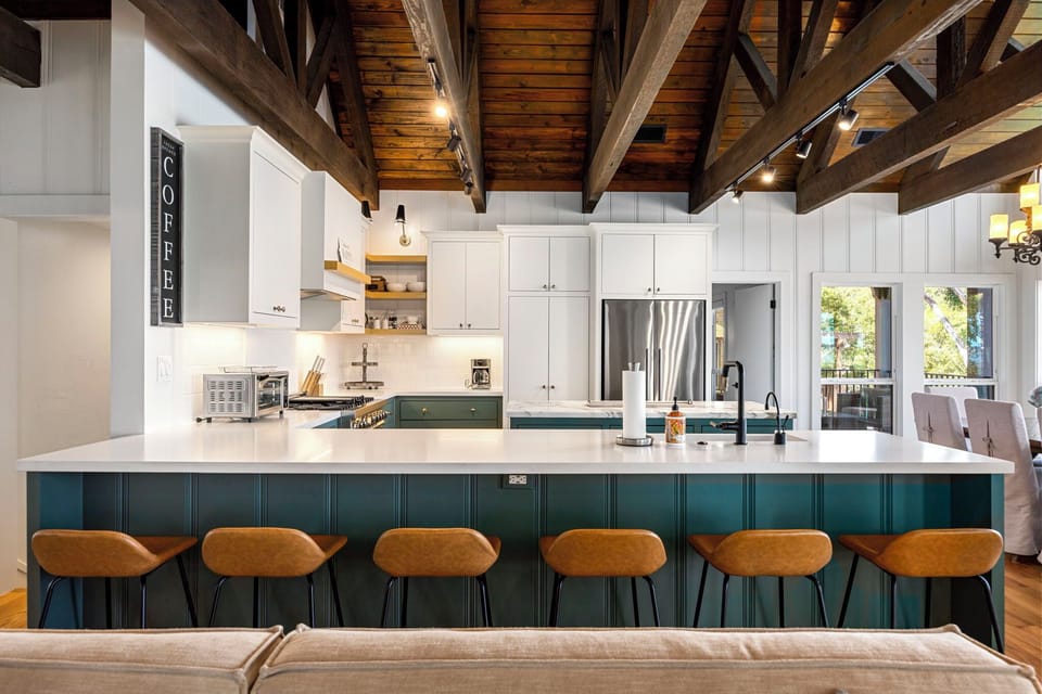 The kitchen has been tastefully updated with designer details and finishes.