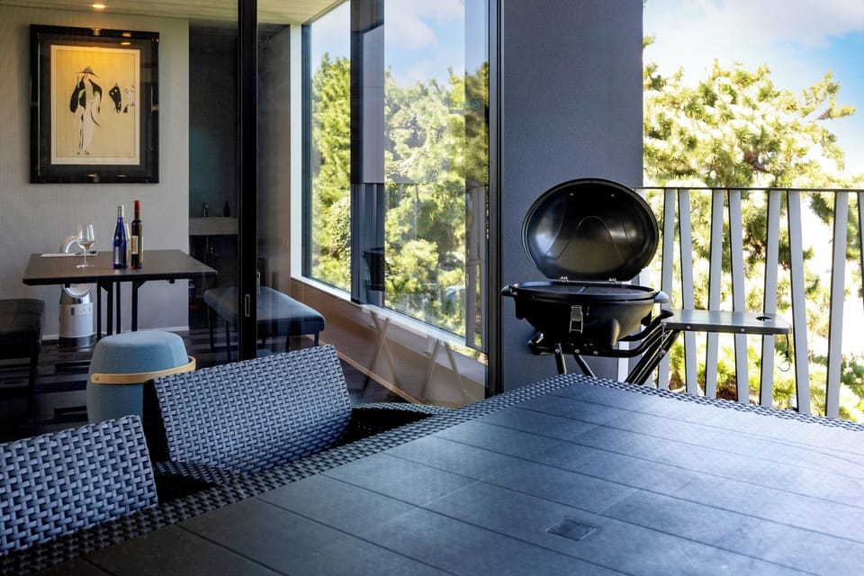 An elegant BBQ lunch on the terrace, perfect for an adult holiday.