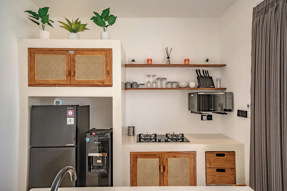 Luxury Villa, Patio, Pool View | Private kitchen | Fridge, microwave, stovetop, electric kettle