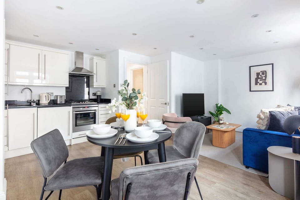The open-plan living, kitchen and dining area