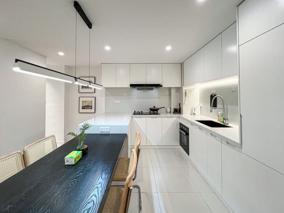 Senior Apartment, 2 Bedrooms, Kitchen | Private kitchen | Fridge, cleaning supplies, paper towels