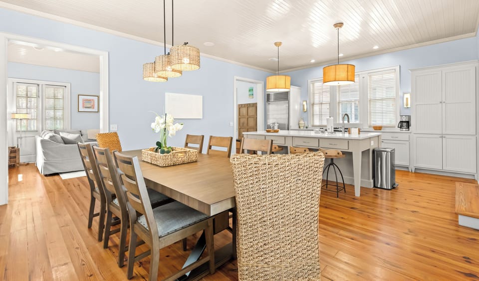 The spacious kitchen and dining area