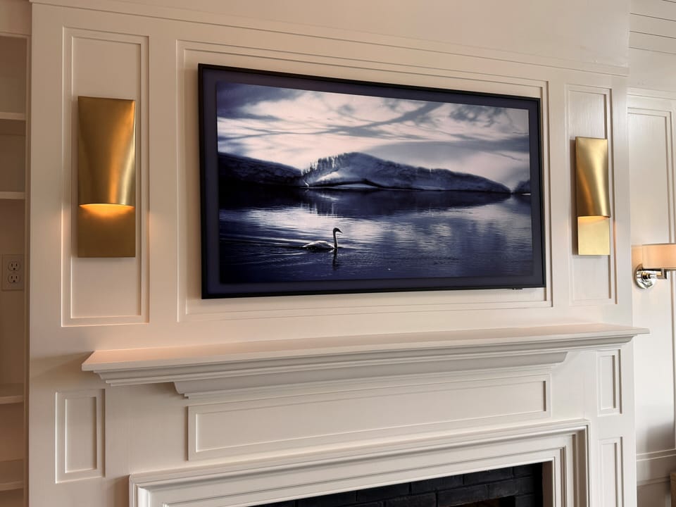 Samsung Frame TV blends seamlessly into custom millwork as elegant wall art