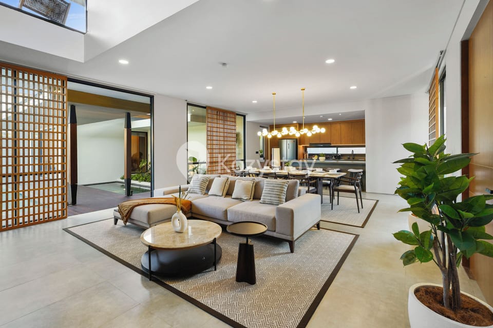 Villa, 4 Bedrooms, Pool View | Living area | 75-inch Smart TV with cable channels, Netflix, streaming services