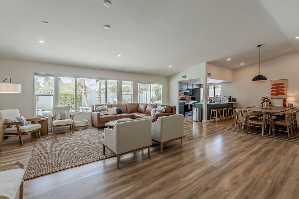 Vaulted ceilings in the great room make for an open living space
