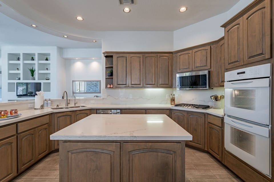 Huge kitchen is well stocked for all your cooking needs