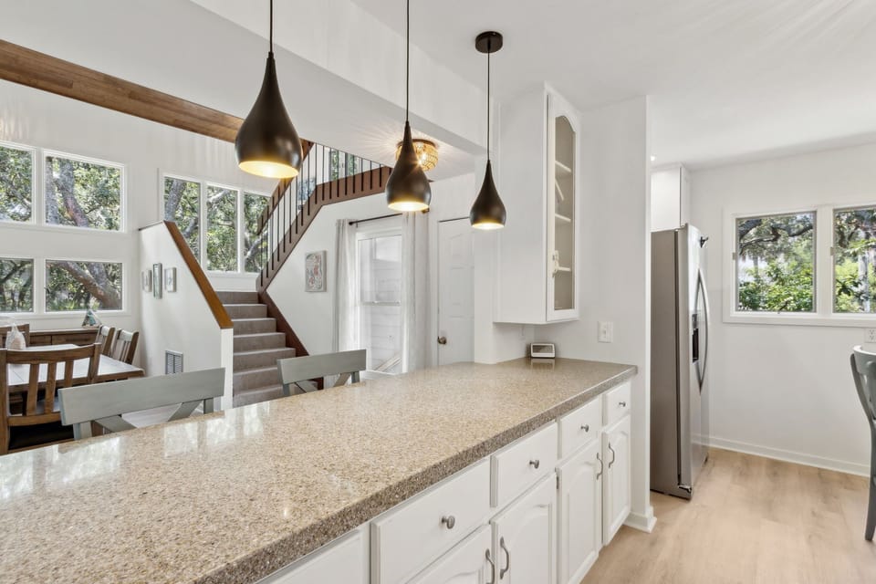 Island space with bar type seating