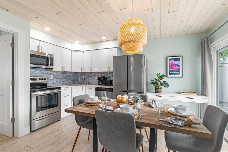 Enjoy your meals in this fresh dining area.