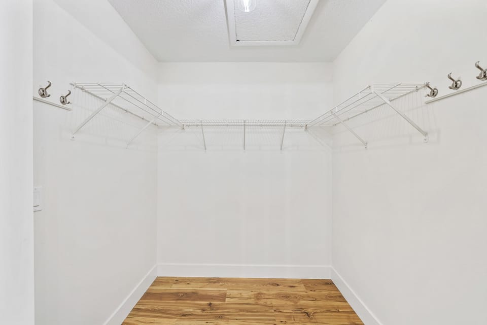 A generous walk-in closet space off the primary bedroom.