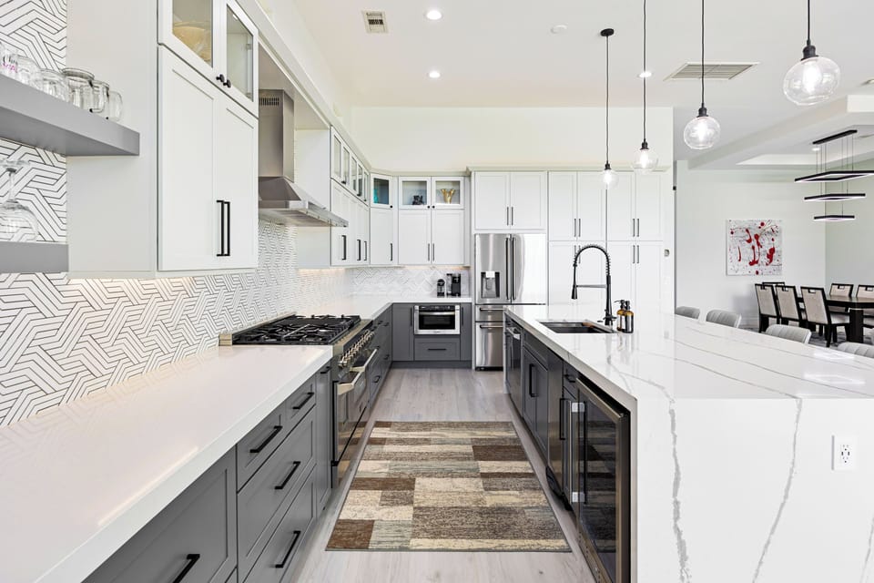 This gourmet style kitchen has it all and is fully stocked for you. Just arrive and relax!