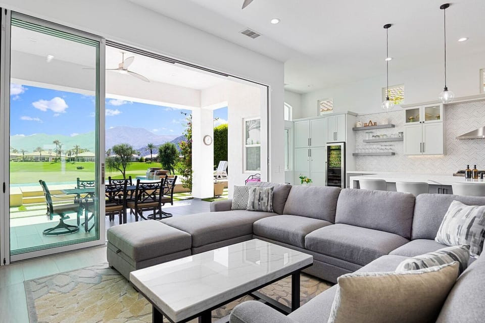 Bring indoor living outdoors with the convenience of the large glass sliding doors!