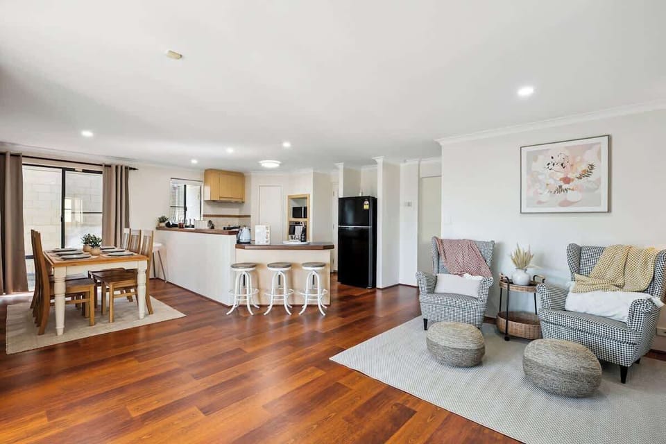 Spacious dining room with a functional kitchen with everything you could need for your home away from home.