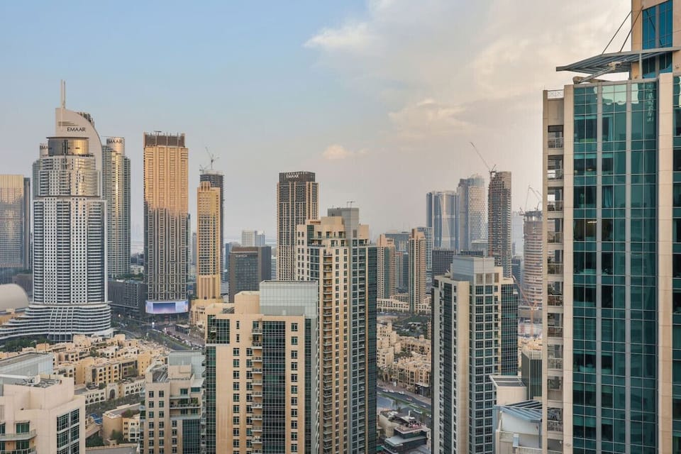 Stunning cityscape with high-rise towers and modern glass architecture.