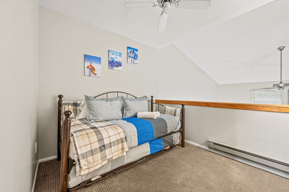 The upstairs loft has a day bed and trundle.
