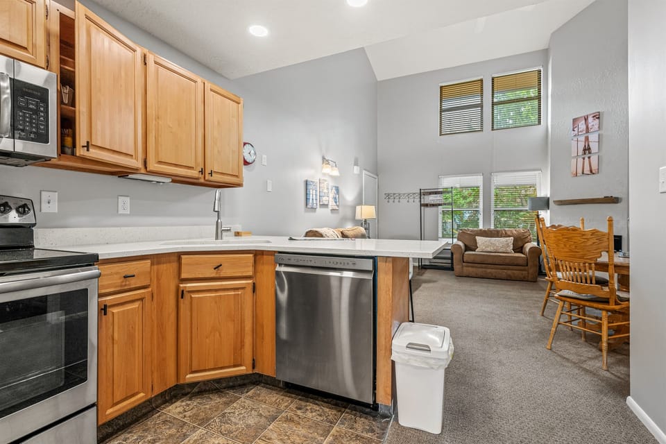 Quartz countertops and stainless steel appliances for the chef.