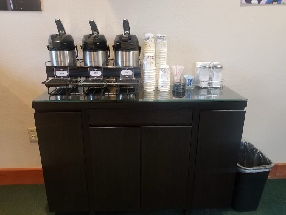 Sip fresh coffee anytime with the complimentary self-serve beverage station.