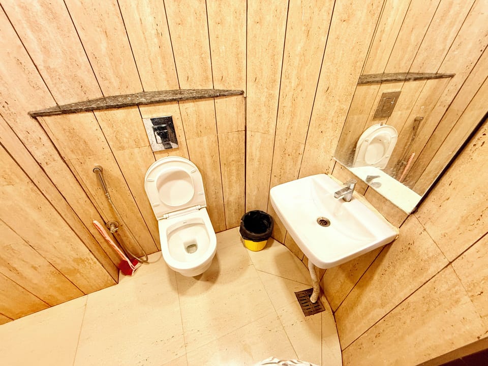 Shower, rainfall showerhead, bidet, soap