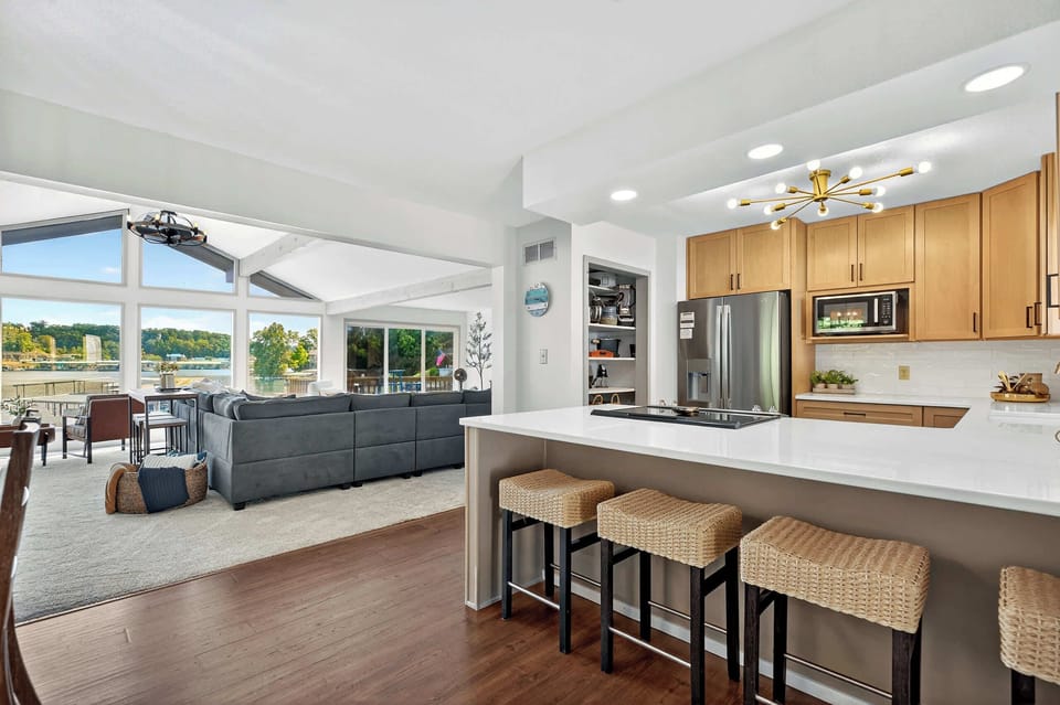 The open kitchen offers ample space & every home comfort​