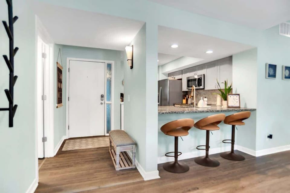 Entrance of Villa with Breakfast Bar and Kitchen